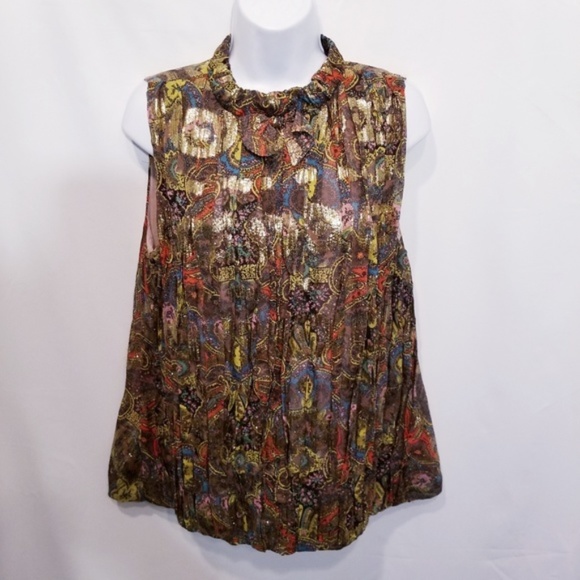 Marc By Marc Jacobs Tops - Marc Jacobs | Silk and Metallic Sleevless Top